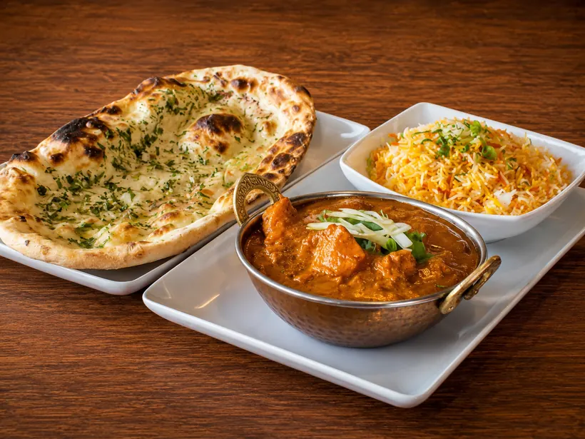 Curry, naan & rice at Gill's Restaurant Gibraltar