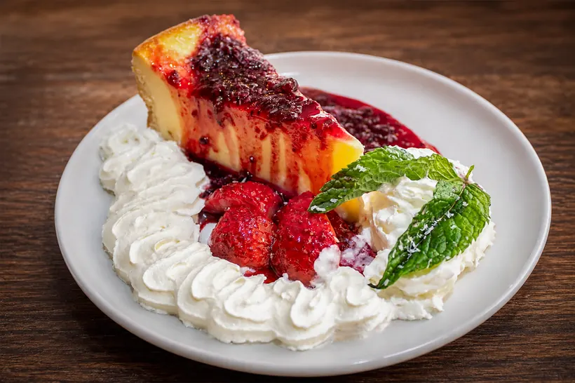 Cheesecake dessert at Gill's Restaurant Gibraltar