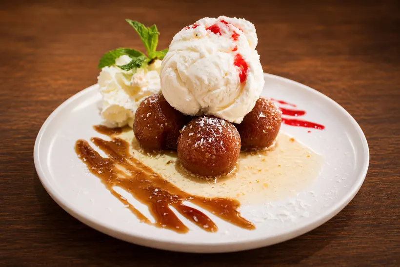 Gulab jamun dessert at Gill's Restaurant Gibraltar