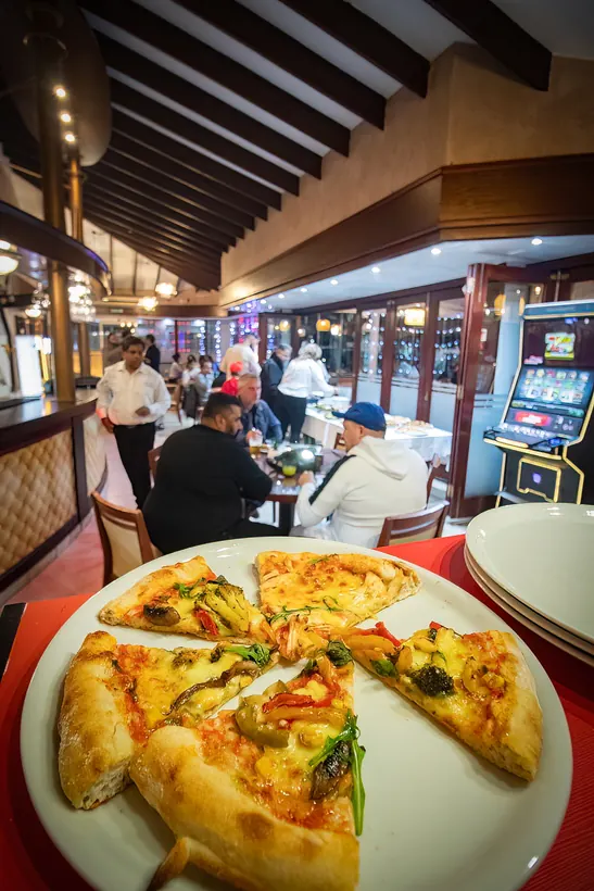 Pizza for the table at Gill's Restaurant Gibraltar
