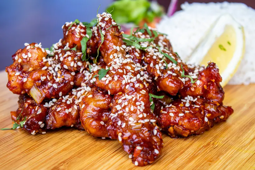 Sesame chicken close-up at Gill's Restaurant Gibraltar